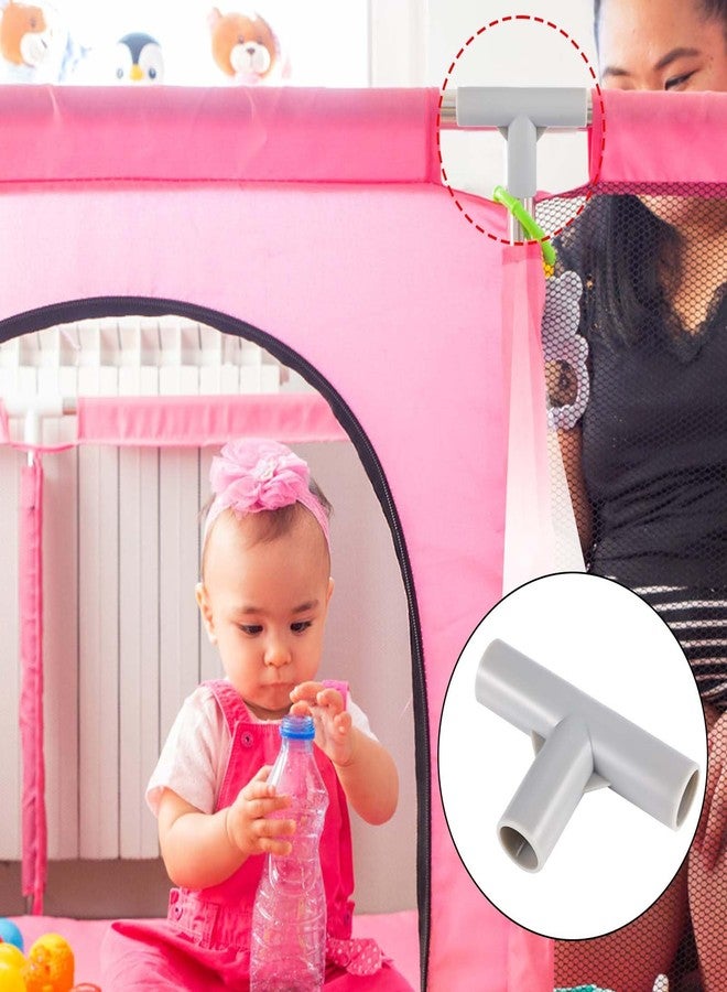 XIHIRCD قطعتان من وصلات على شكل حرف T لأجزاء حظيرة لعب الأطفال، قطع غيار لحظيرة لعب الأطفال، وصلة على شكل حرف T بقطر داخلي 0.7 بوصة، ملحقات حظيرة لعب الأطفال ثلاثية الاتجاهات - Image 4